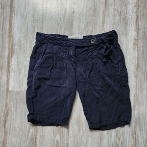 Tennis Brand Lyocell Shorts Navy Blue Lightweight Pockets Side Tie Detail Sz 8